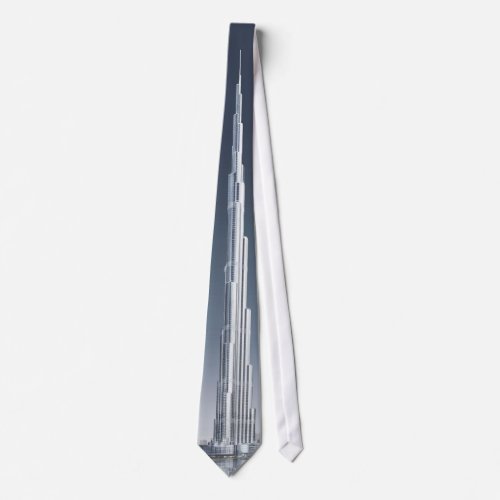 Necktie illustrating a striking image of the Burj Khalifa skyscraper. The tallest building in the world located in Dubai