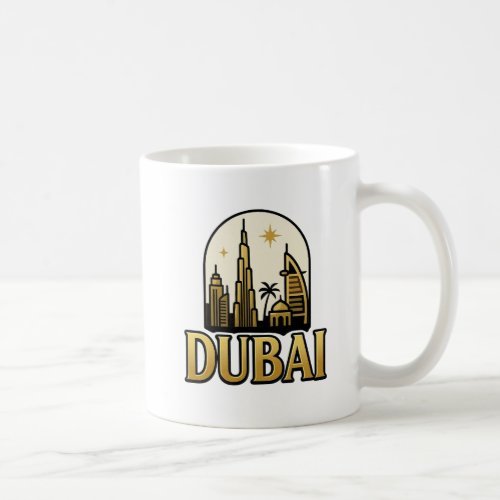 Dubai skyline coffee mug featuring a minimalist yet striking design