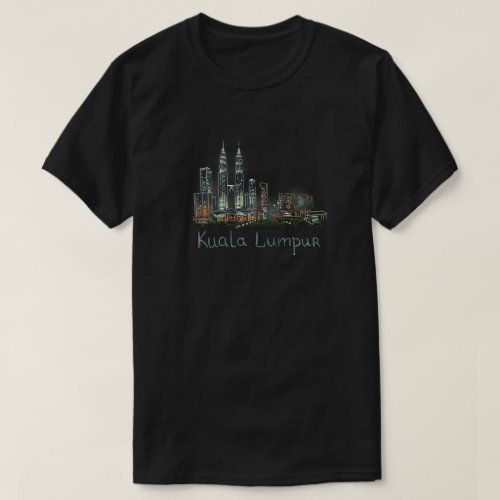 Trending Colorful t-shirt featuring the Kuala Lumpur skyline with the Petronas Towers