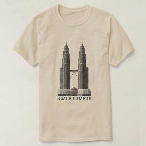 T-shirt featuring a detailed sketch of the Petronas Towers