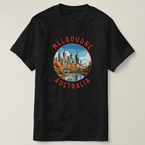 Vintage-inspired Melbourne skyline t-shirt