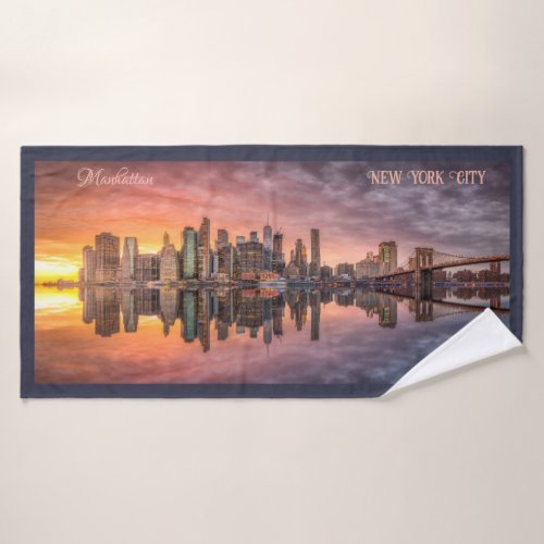 Trending New York City sunset themed bath towel