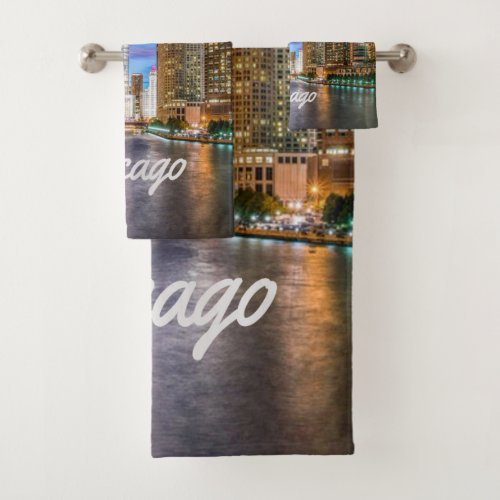 Chicago city themed bath towel set