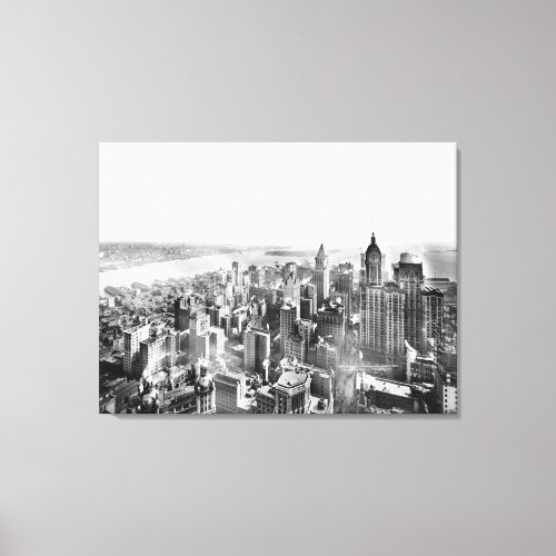 Canvas print featuring a vintage image of lower Manhattan in 1913