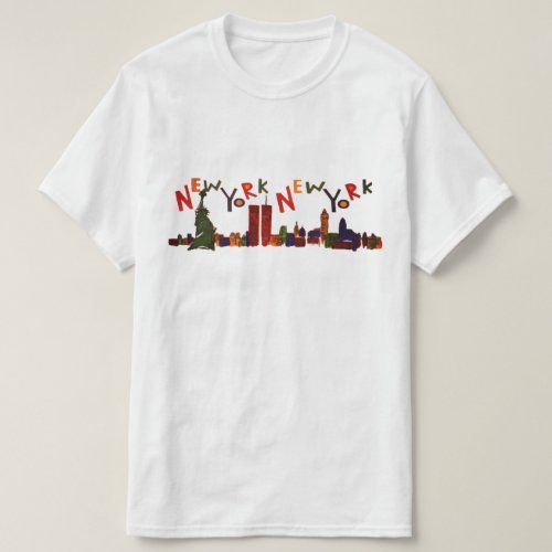 Trending 1990's 1990s-inspired New York skyline t-shirt featuring the World trade Center