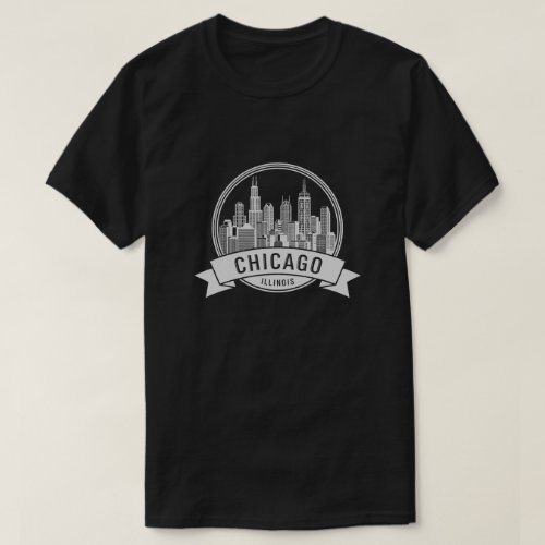 Chicago Illinois t-shirt with a simple yet commanding rendition of the Windy City
