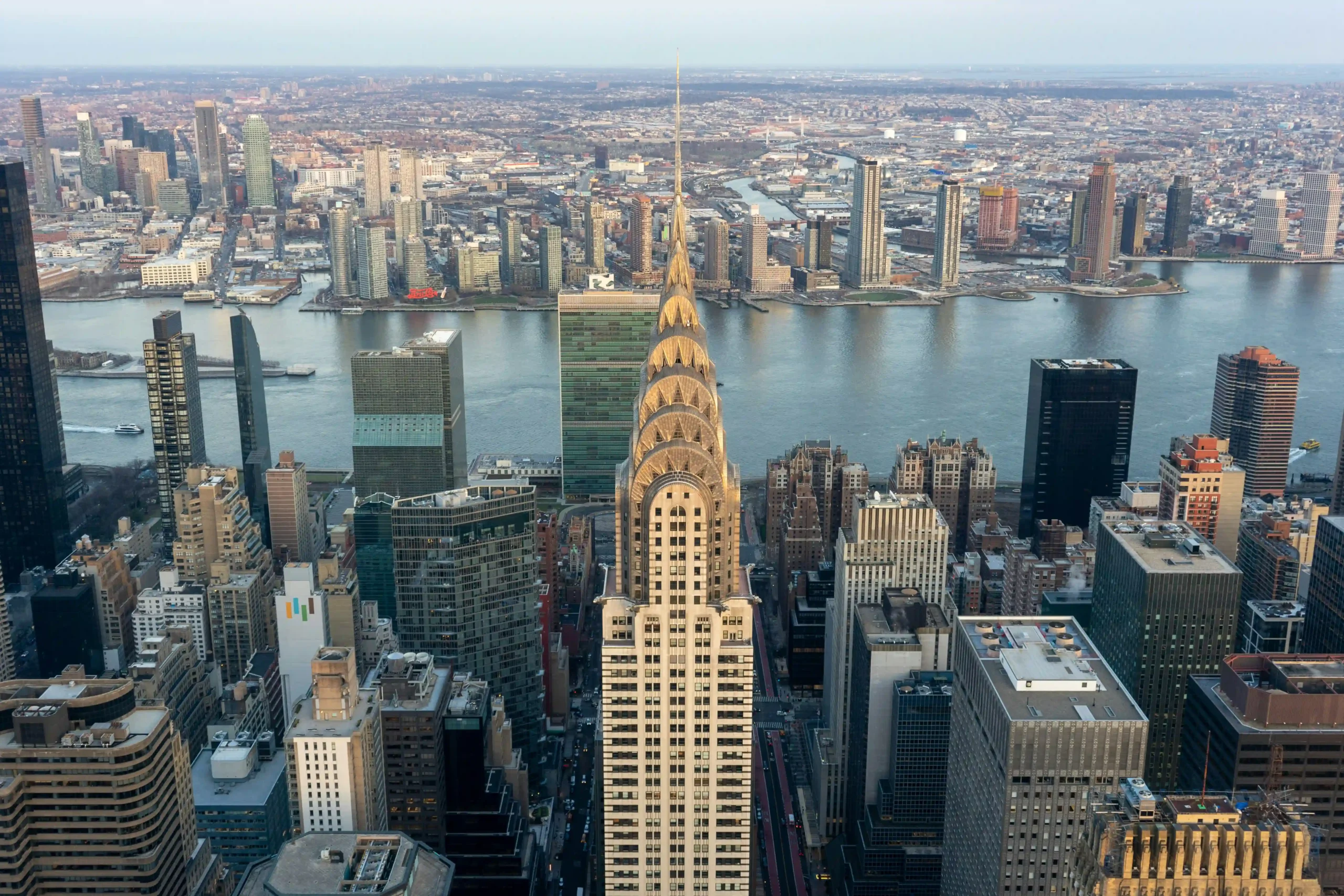Skyscraper Stories Chrysler Building in New York City overlooking the skyline