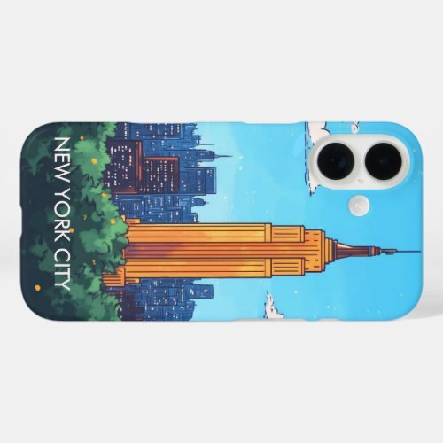 Empire State Building iPhone case with a vibrant illustration