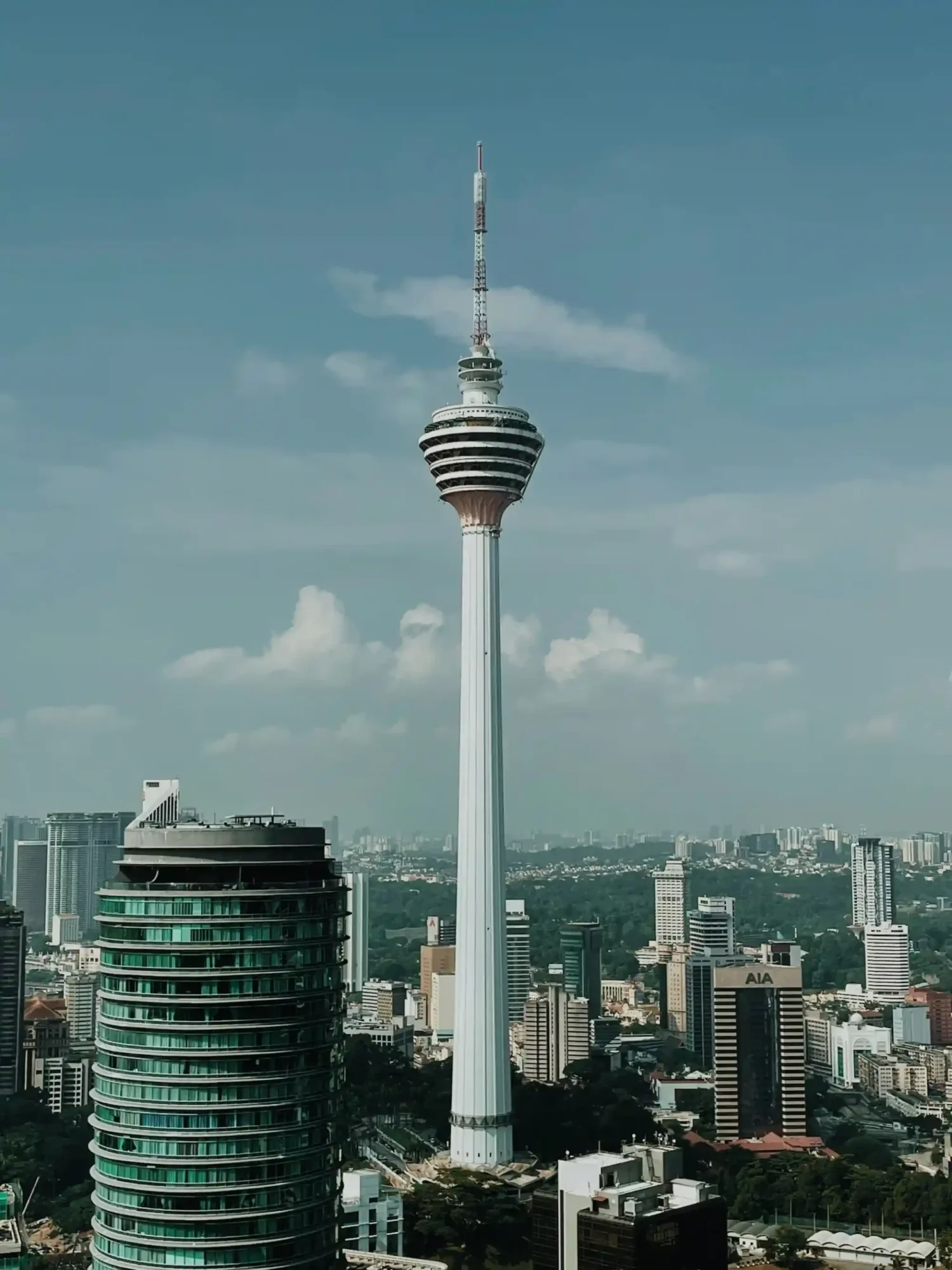 The 10 Tallest Towers in the World (No Buildings) The Kuala Lumpur Tower rising high above the Kuala Lumpur skyline