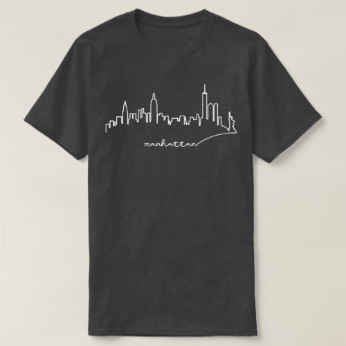 Manhattan skyline t-shirt featuring a simple yet bold illustration